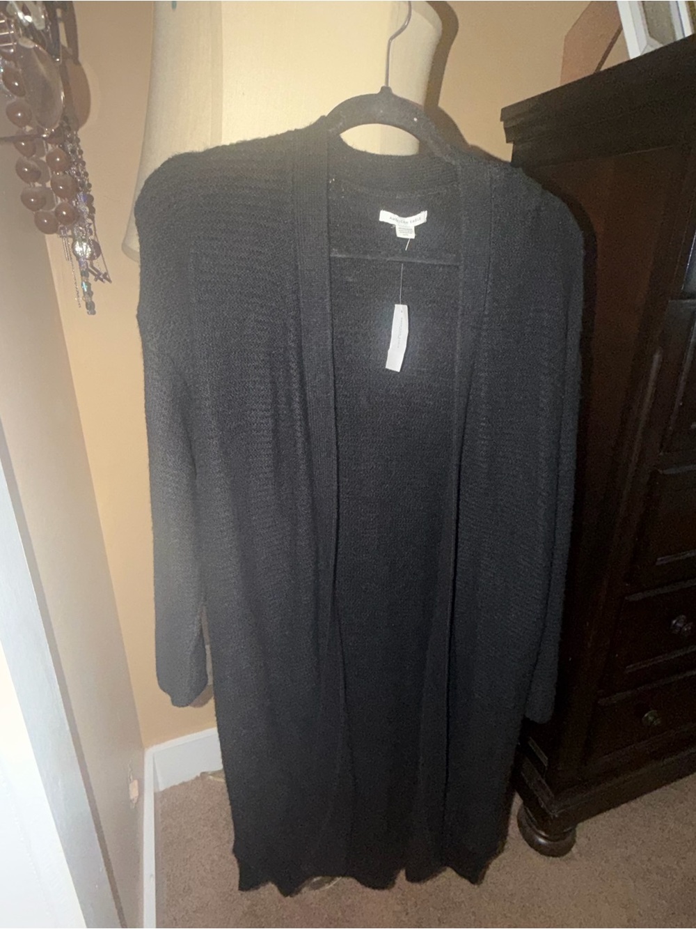 American Eagle Outfitters Black Open Front Long Cardigan